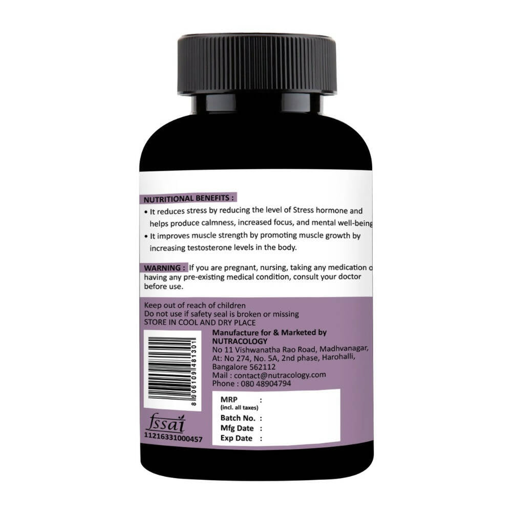 Nutracology Ashwagandha Tablets For Stamina Energy and Strength 