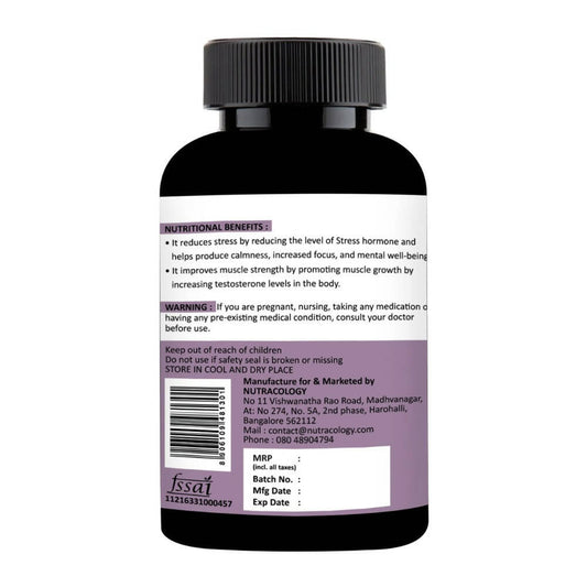 Nutracology Ashwagandha Tablets For Stamina Energy and Strength 