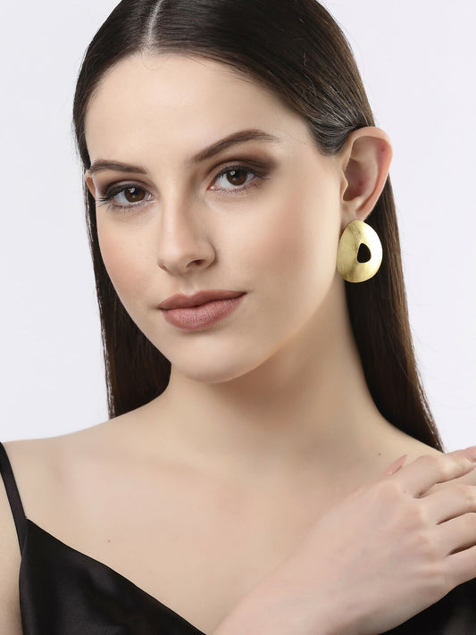 NVR Women Gold-Plated Alloy Triangular Drop Earrings - Grab2buy