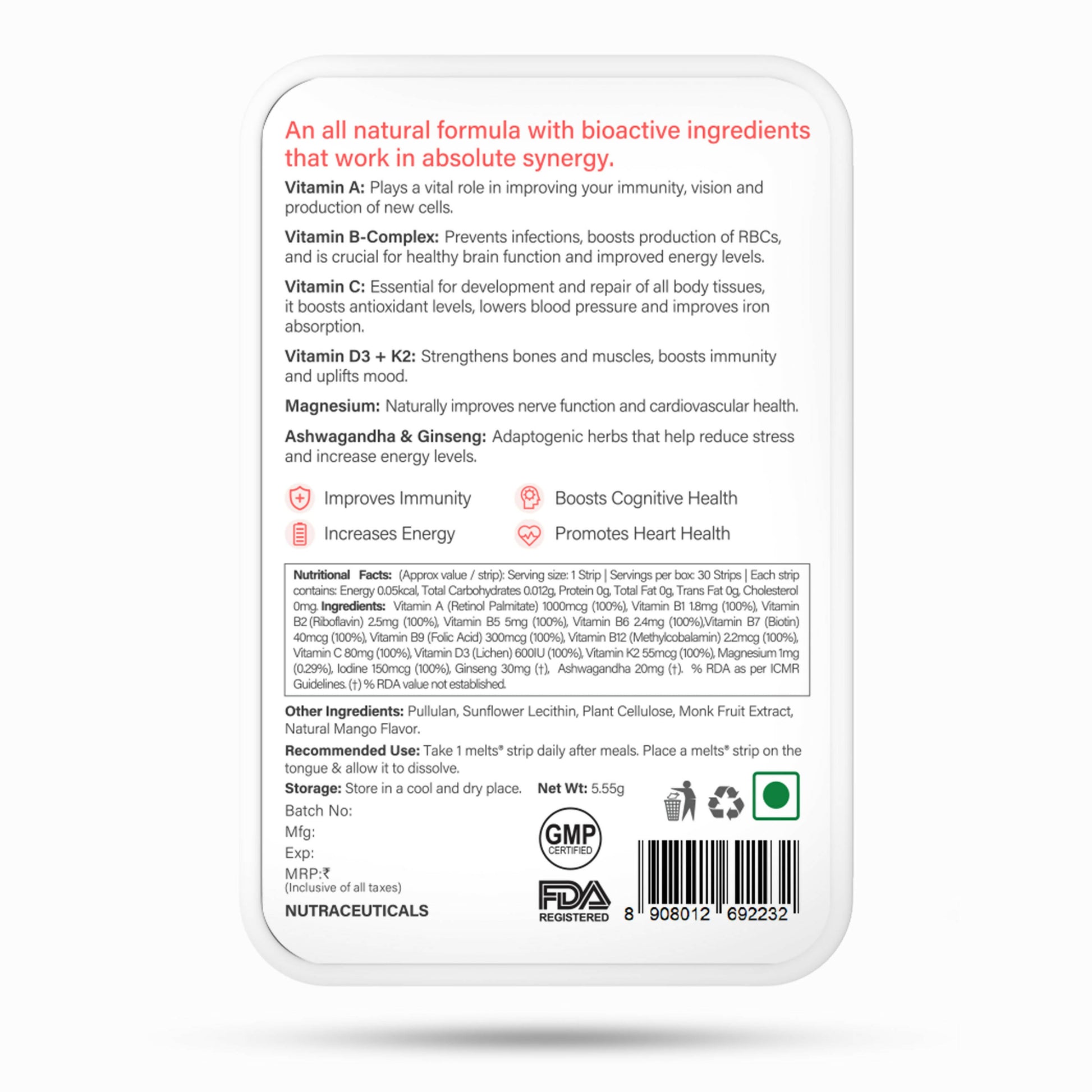 Wellbeing Nutrition Melts Into Multivitamins Oral Strips-Divine Alphonso Mango Flavor  Grab2Buy Wellbeing Nutrition Grab2Buy