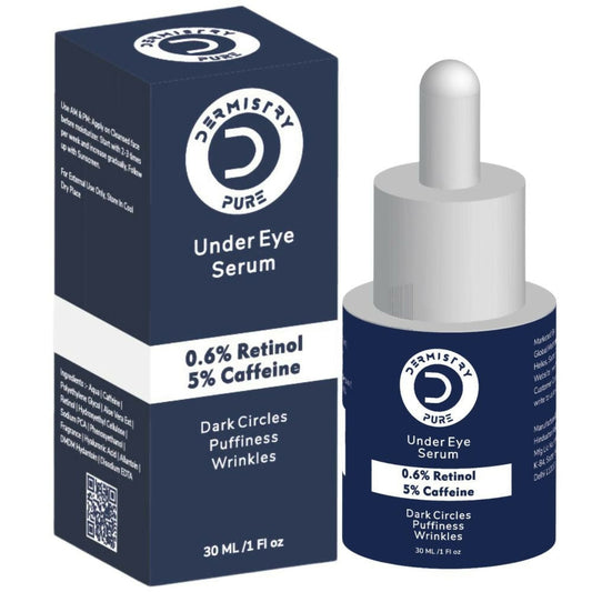 Dermistry Pure 0.6% Retinol 5% Caffeine Under Eye Serum Puffiness Fine Line Wrinkles Puffy Dark Eyes 