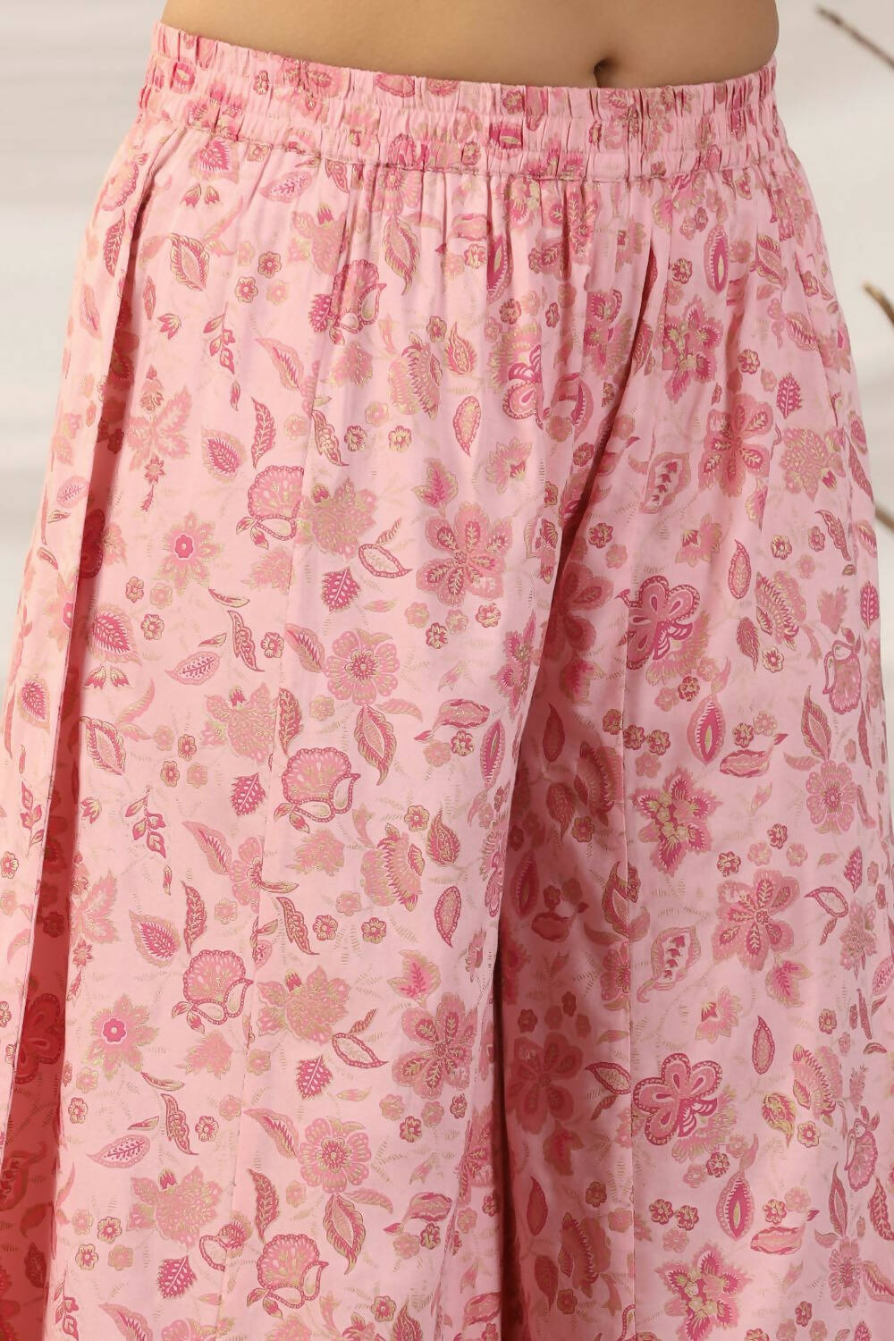 Juniper Women Peach Embroidered Kurta, Pants and Dupatta Set