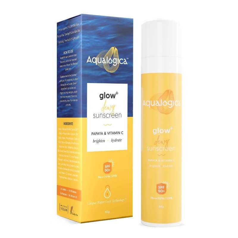 Aqualogica Glow + Dewy Sunscreen With Papaya & Vitamin C SPF 50+ PA++  Grab2Buy Aqualogica Grab2Buy