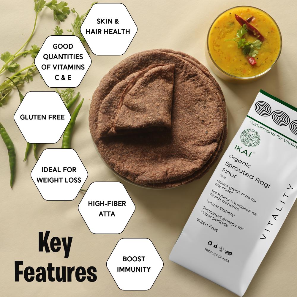 IKAI Organic Sprouted Finger Millet/Ragi Atta 