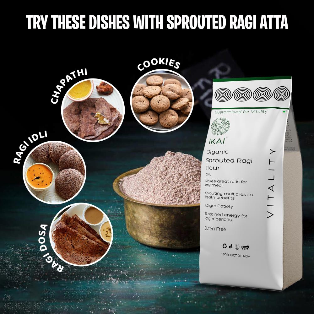 IKAI Organic Sprouted Finger Millet/Ragi Atta 