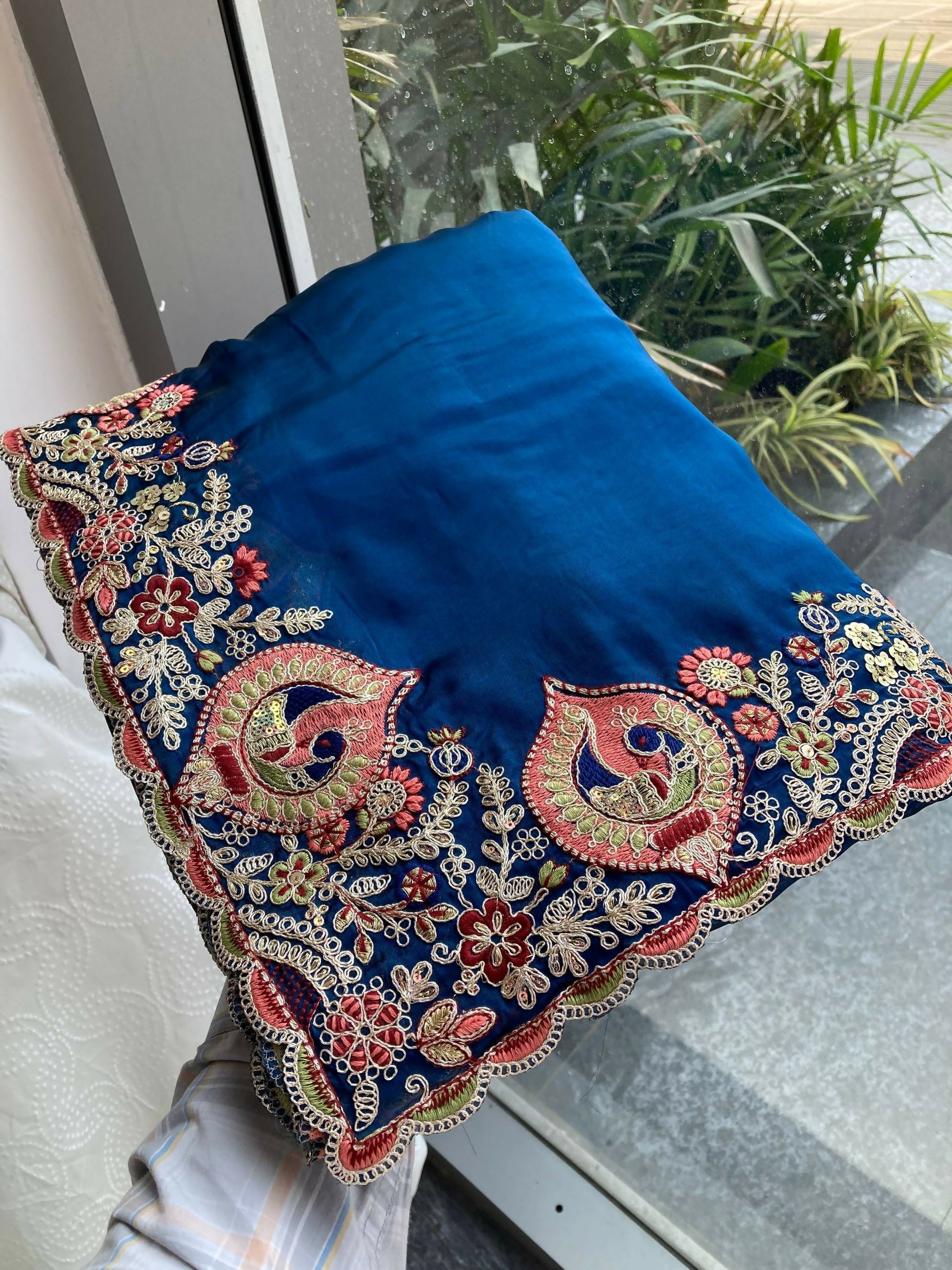 Teeya Creation New Trendy Party Wear Soft Silk Saree-Blue