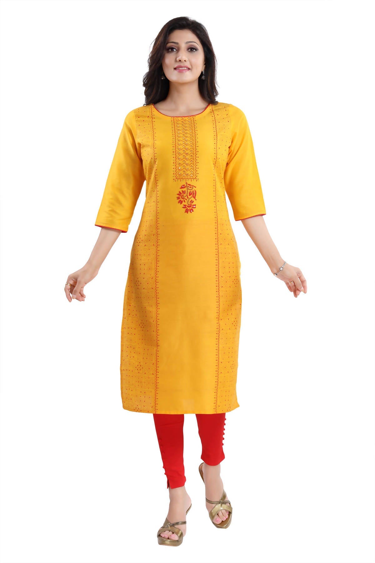 Snehal Creations Cotton Silk Printed Long Kurti With Sequence Highlight
