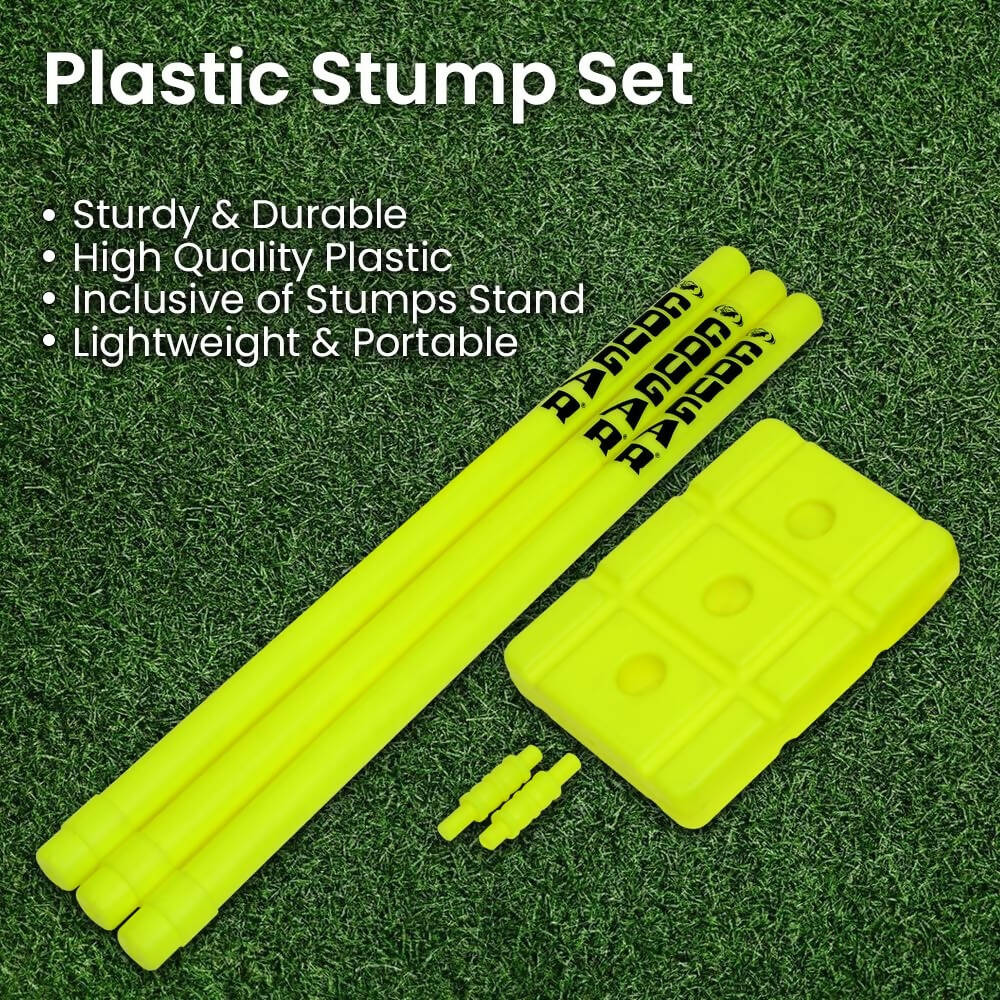 Cougar Plastic Cricket Stumps Set (Portable Plastic Wicket Set) with Stand & Bails 