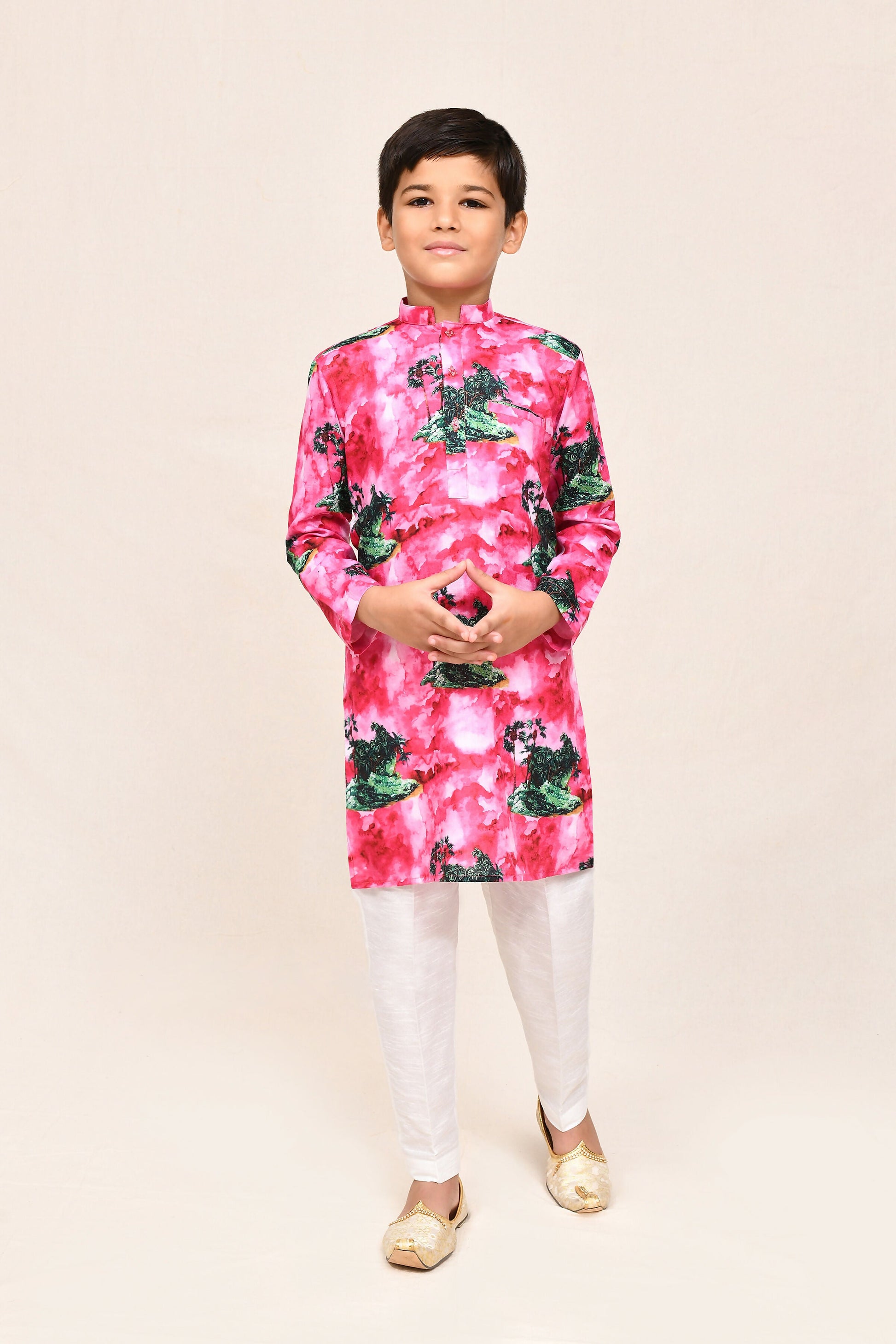 Joban Fashion Cotton Pink Kurta With Straight Fit Pant