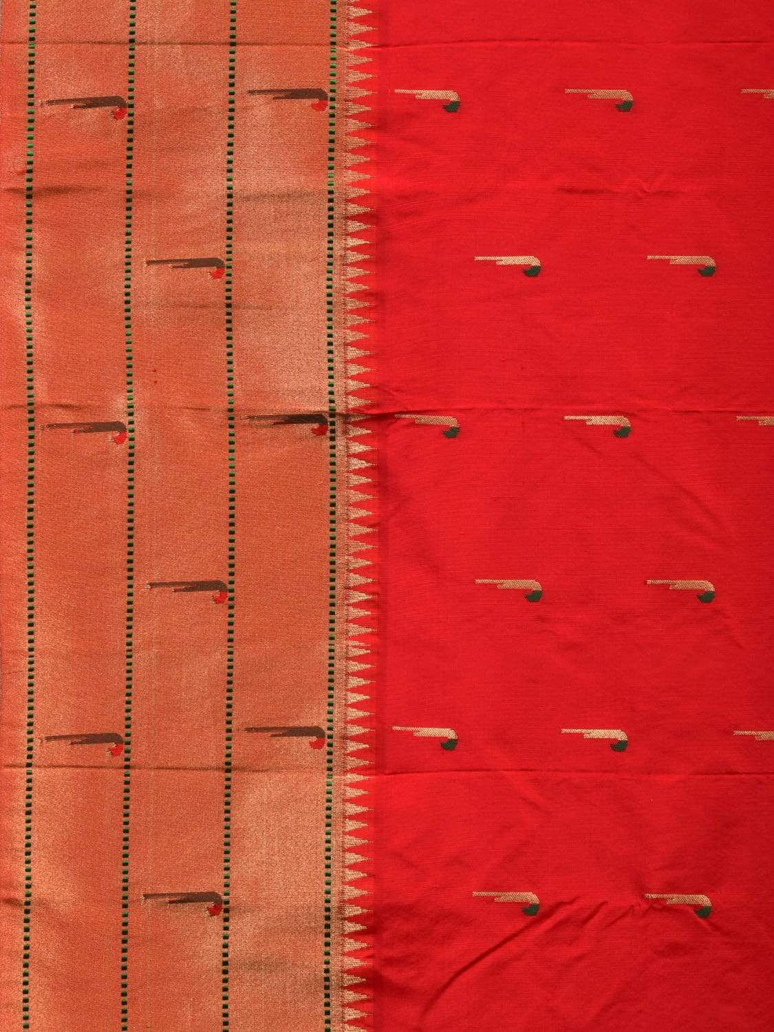 Red Paithani Silk Handloom Grab2Buy with Triple Muniya Border Grab2Buy - Global Threads 