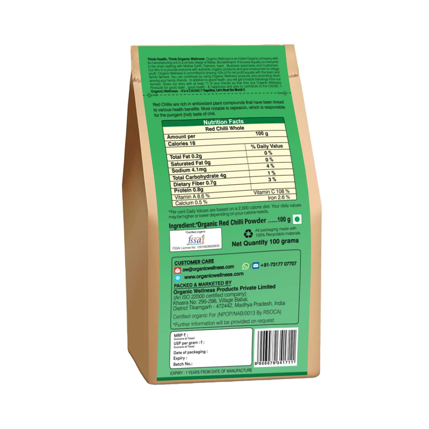 Organic Wellness Red Chilli powder 