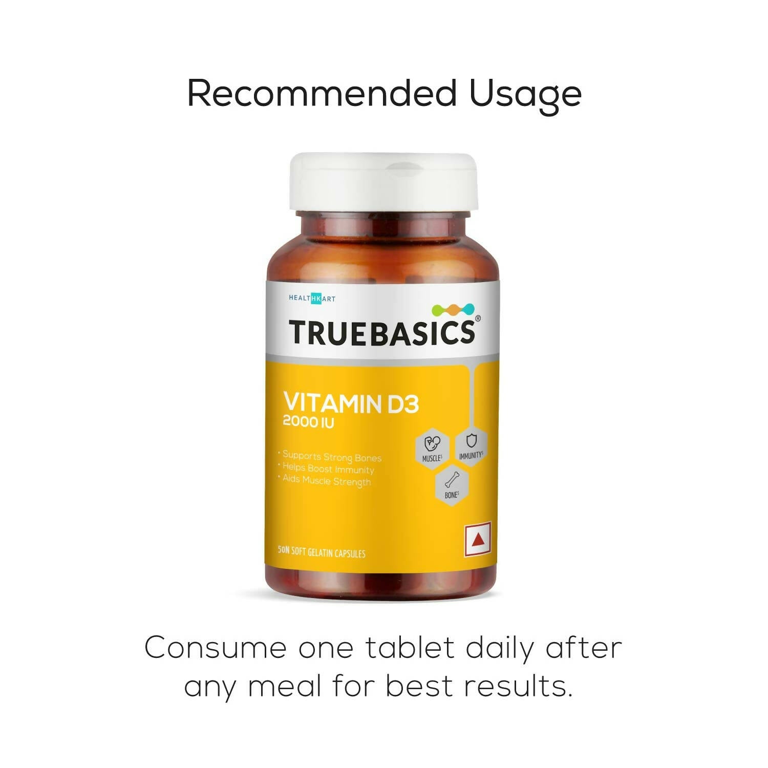 TrueBasics Vitamin D3 2000 IU Capsules - Grab2buy
