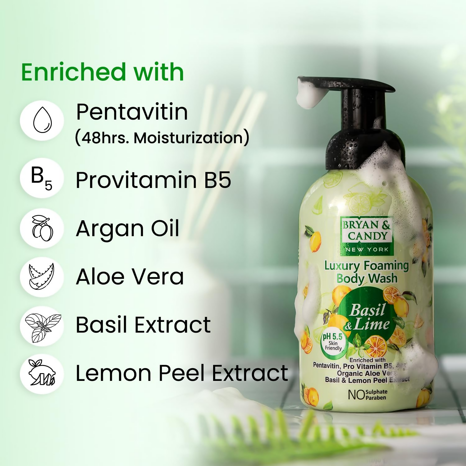 Bryan & Candy Luxury Foaming Body Wash - Basil & Lime