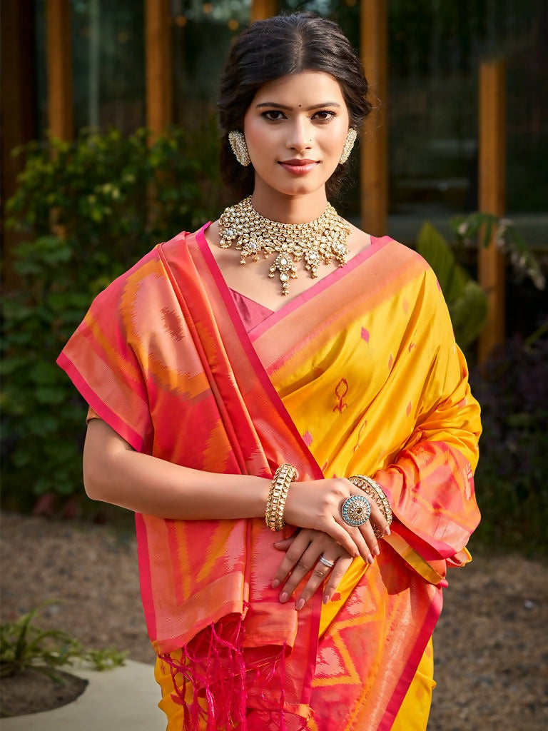 Shree Shyam Fashion Yellow Soft Silk Saree