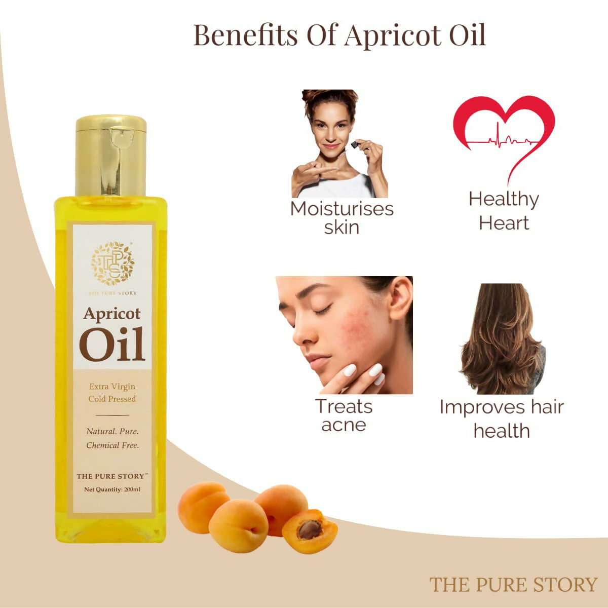 The Pure Story Natural Cold Pressed Apricot Hair Oil  Grab2Buy The Pure Story Grab2Buy