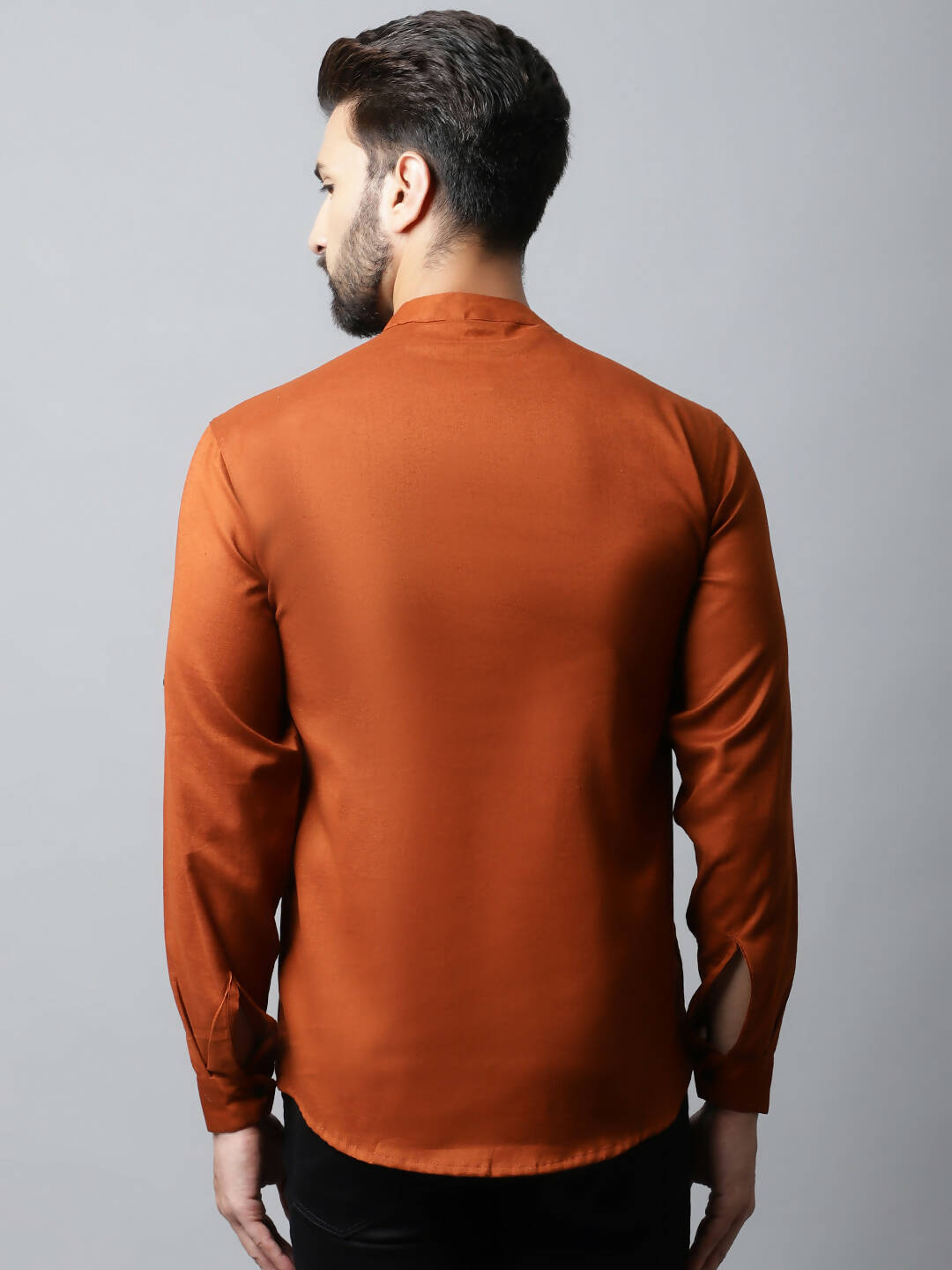 Even Apparels Brown Color Linen Pure Cotton Men's Kurta With Side Placket (SLD1137) 