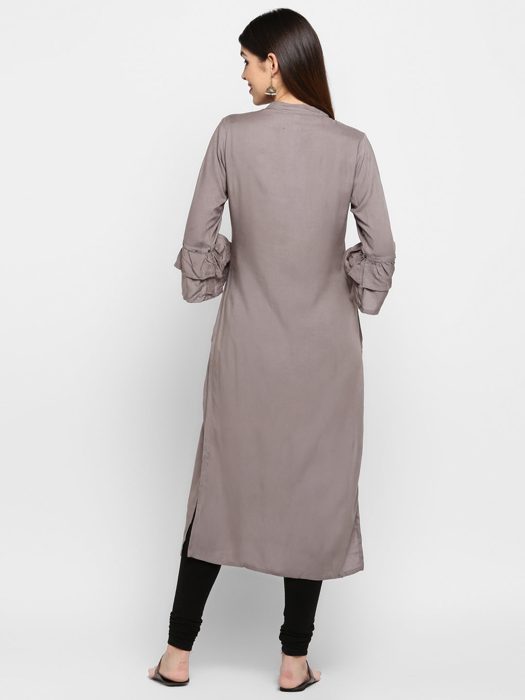 NOZ2TOZ Women Grey Rayon Kurti (1pc) 