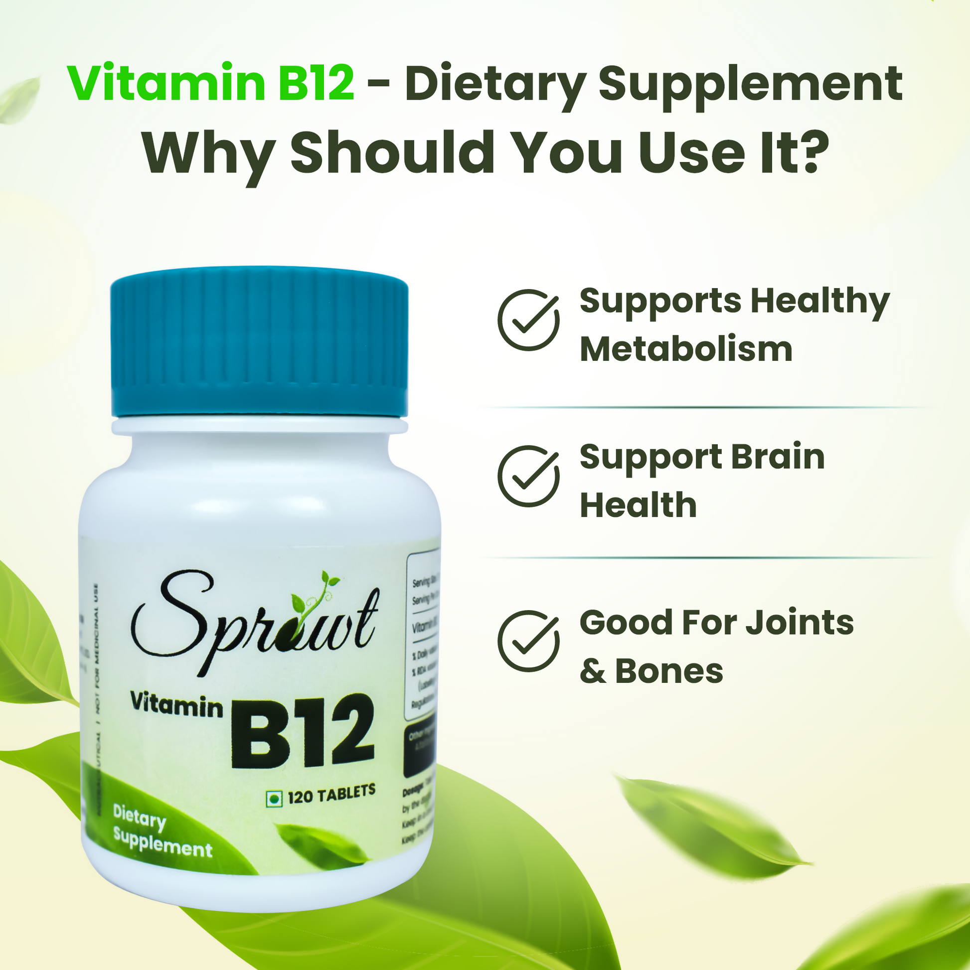 Sprowt Plant Based Vitamin B12 Tablets - Grab2buy