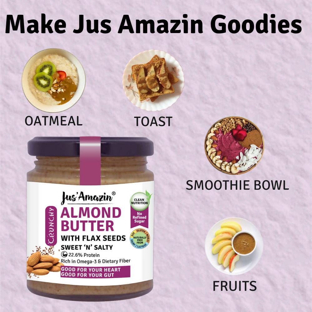 Jus Amazin Almond Butter With Flax Seeds Sweet N Salty 