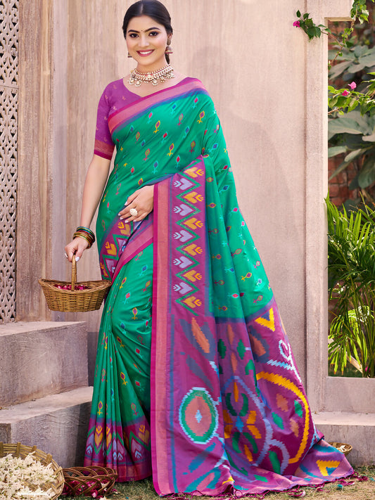 Shree Shyam Fashion Rama Green Pochampally Silk Saree