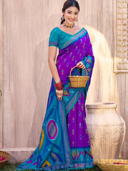 Shree Shyam Fashion Purple Pochampally Silk Saree