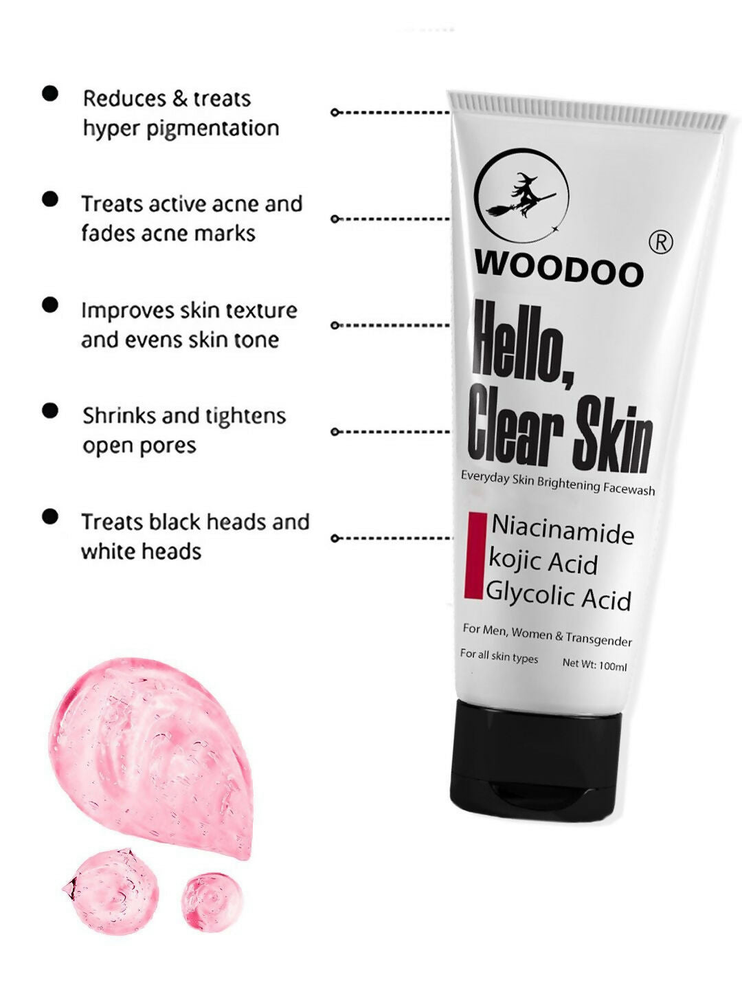 Woodoo Hello Clear Skin Everyday Skin Brightening Face Wash With Niacinamide  Grab2Buy Woodoo Grab2Buy