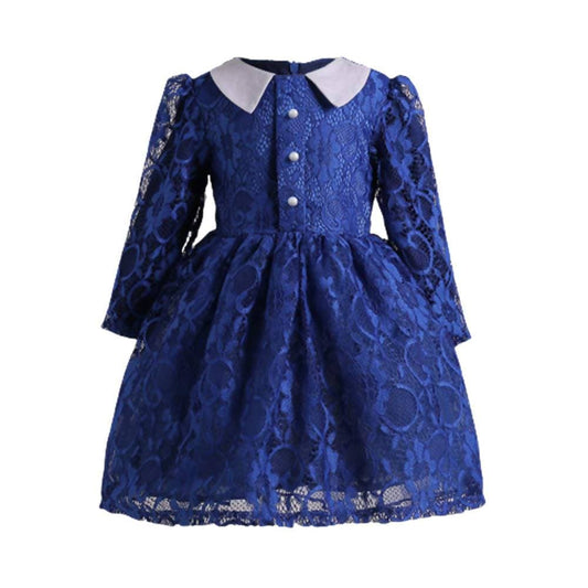 Asmaani Baby Girl's Blue Colour Satin A-Line Maxi Full Length Dress (AS-DRESS_22199) - Grab2buy