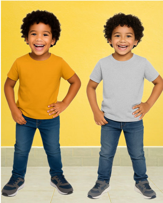 Chilins Kids Round Neck T-Shirt Half Sleeves 100% Cotton Plain Solid Color Tshirt