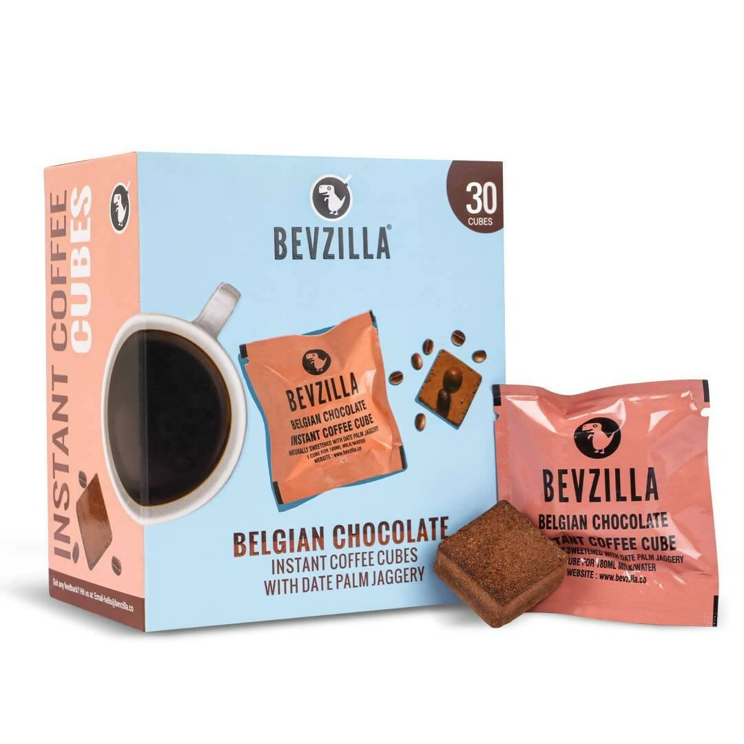 Bevzilla Instant Coffee Cubes Pack with Organic Date Palm Jaggery - Belgian Chocolate 