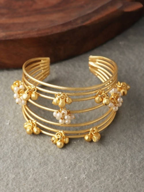 Mominos Fashion Johar Kamal Matt Golden Ghungroo Bracelet 