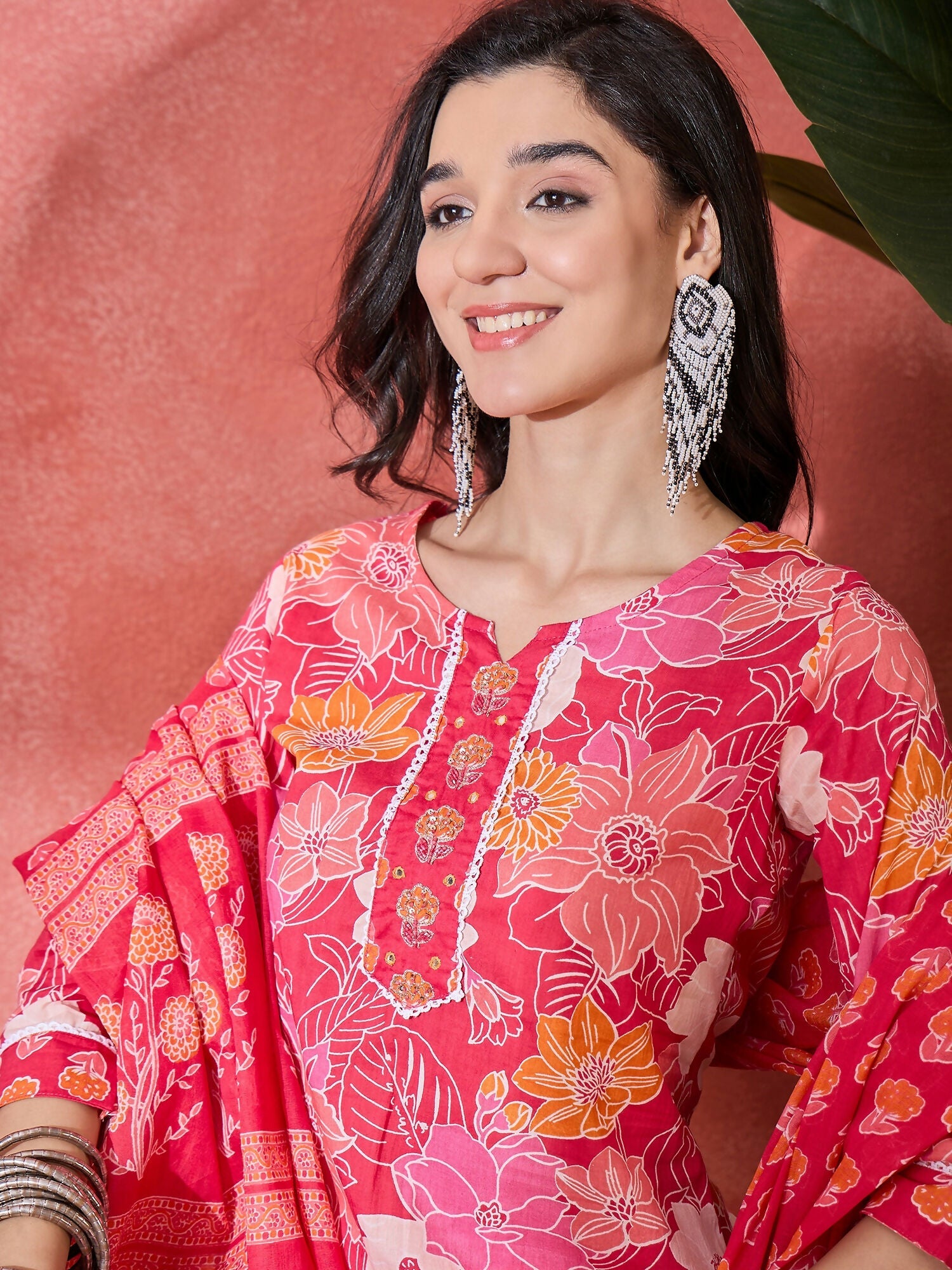 Joban Fashion Printed Pink Pure Cotton Kurta Set