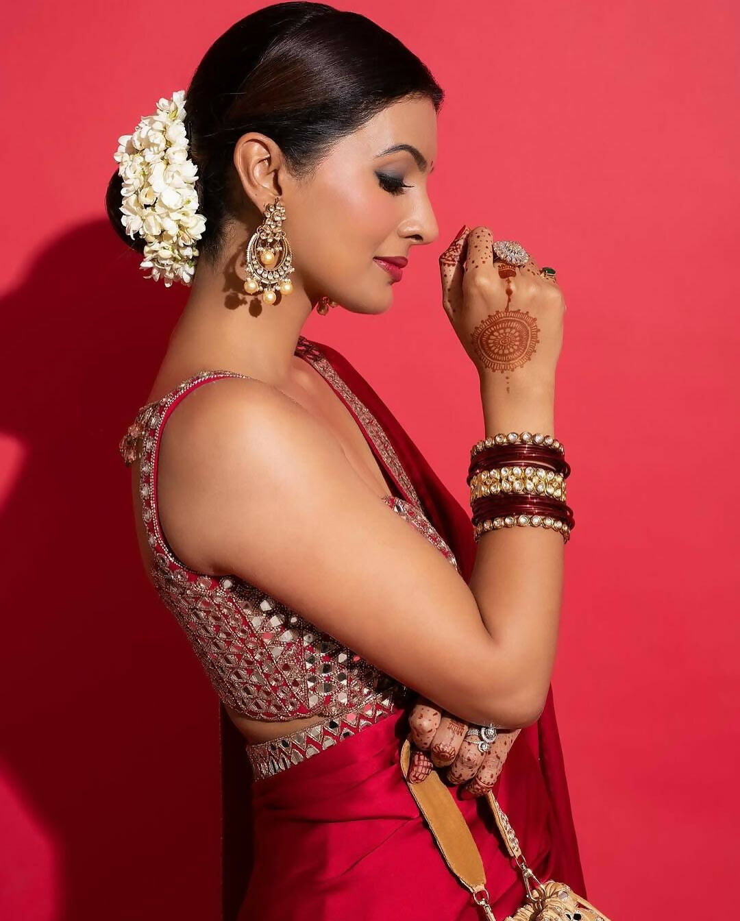 Joban Fashion Red Rangoli silk Party Wear Sarees
