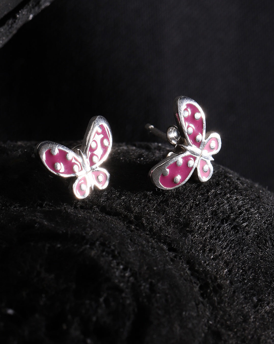 Rhodium Plated Butterfly Cz Stud Earring For Women - Wahe Jewels Noz2Toz