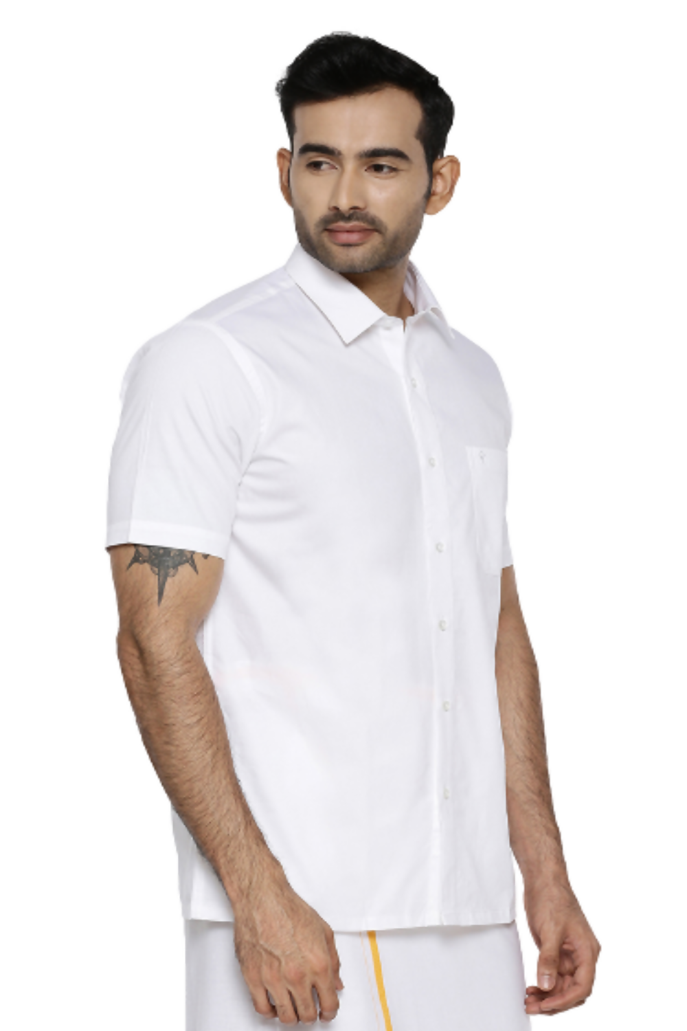 Ramraj Cotton Mens Half Sleeve Formal 100 % Cotton White Shirt 