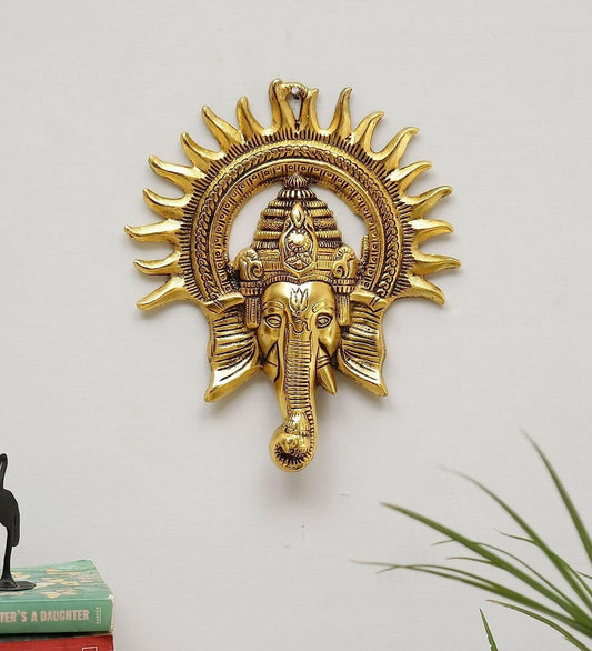 KridayKraft Metal Ganesha ji Statue, Ganpati Wall Hanging Sculpture Lord Ganesh Idol - Grab2buy
