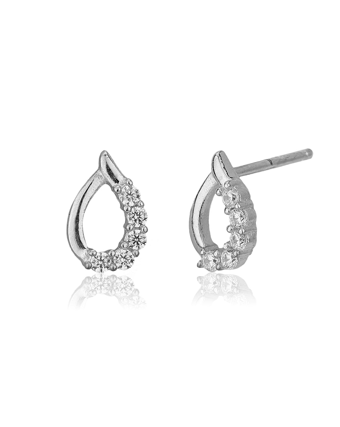 Silver Toned With Pearl & Cz Studded Studs Earring - Wahe Jewels Noz2Toz