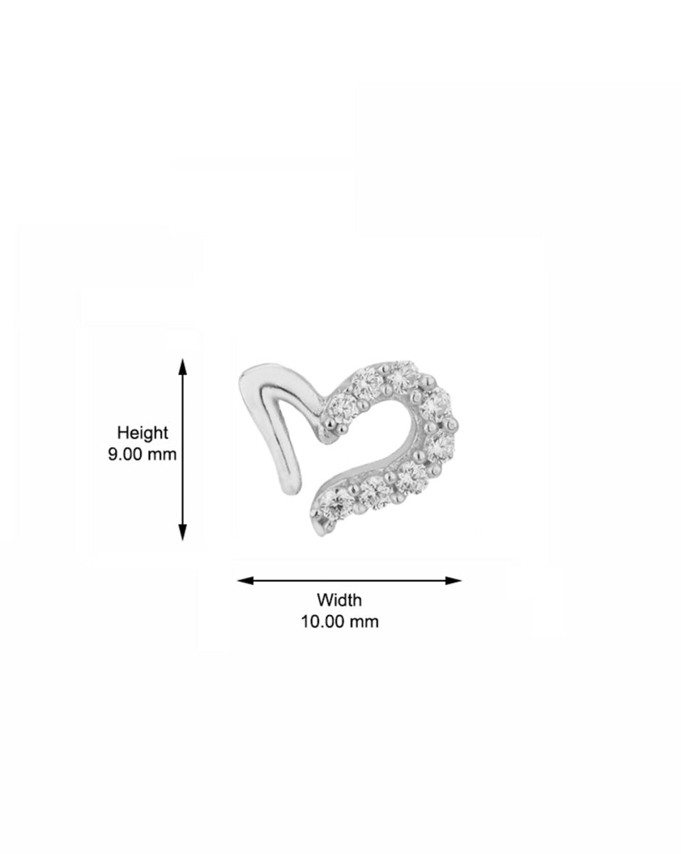 925 Sterling Silver Rhodium Plated With Cz Drop Heart Stud Earring For Women - Wahe Jewels Noz2Toz