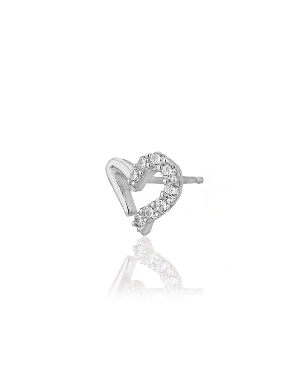 925 Sterling Silver Rhodium Plated With Cz Drop Heart Stud Earring For Women - Wahe Jewels Noz2Toz