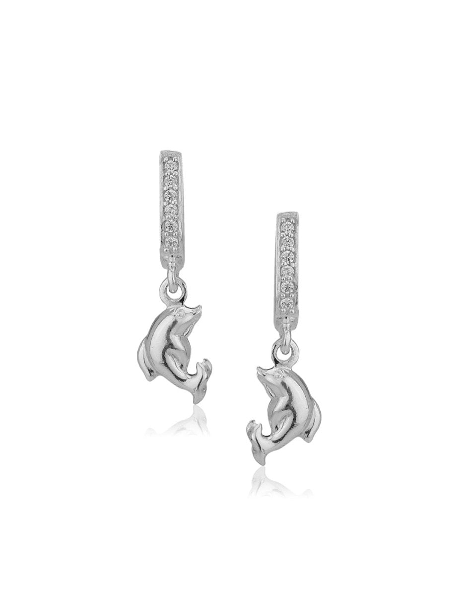 925 Sterling Silver Rhodium Plated With Leaf Drop Earring - Wahe Jewels Noz2Toz