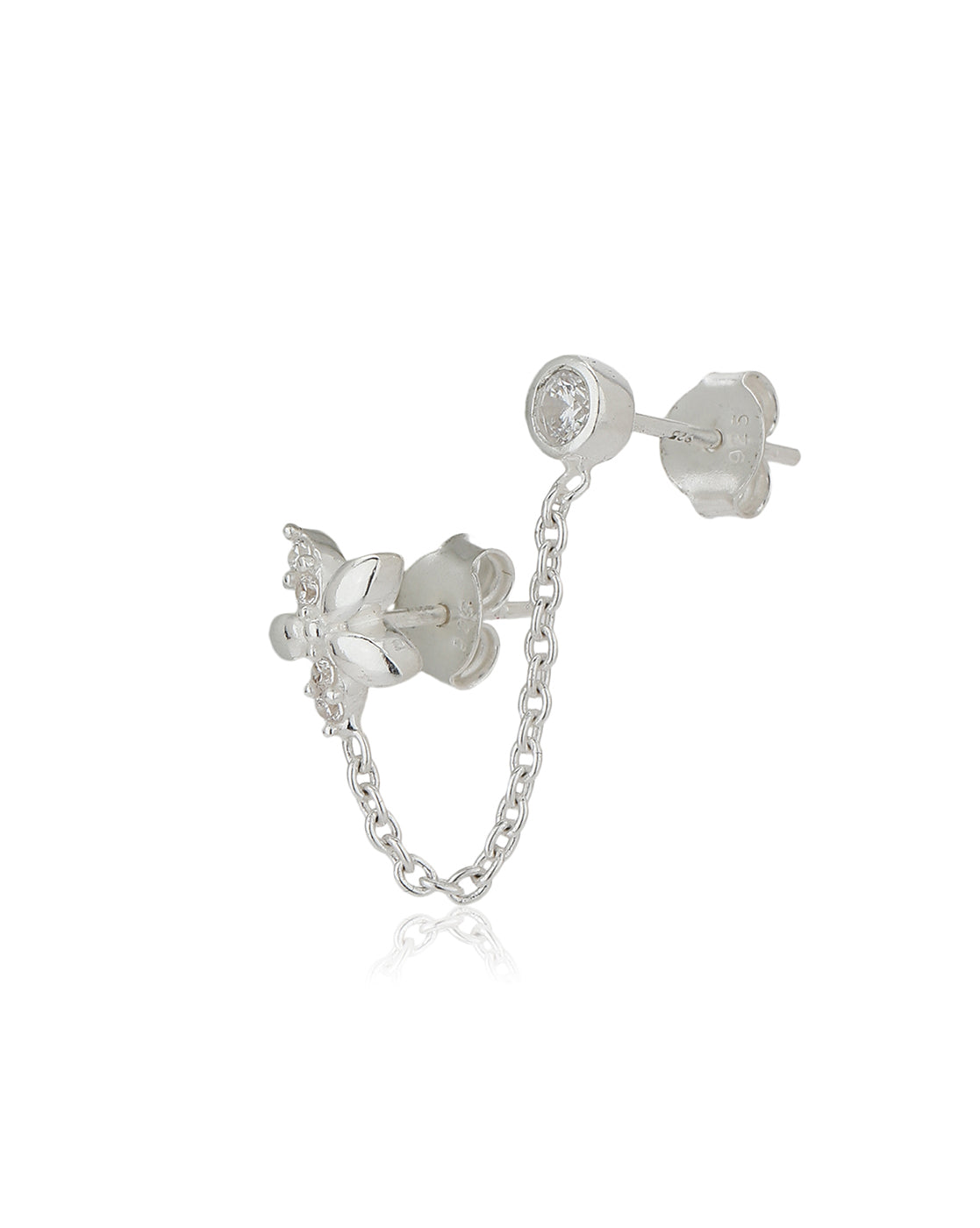 Premium Jewellery - Silver Toned Cz Studded Rhodium - Plated Contemporary Handcrafted Drop Earrings - Wahe Jewels Noz2Toz