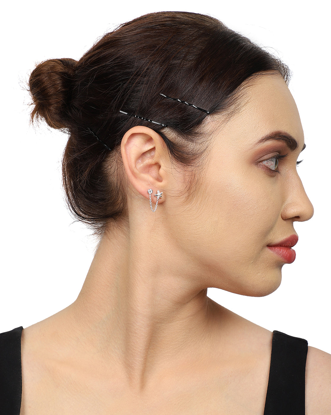 Premium Jewellery - Silver Toned Cz Studded Rhodium - Plated Contemporary Handcrafted Drop Earrings - Wahe Jewels Noz2Toz