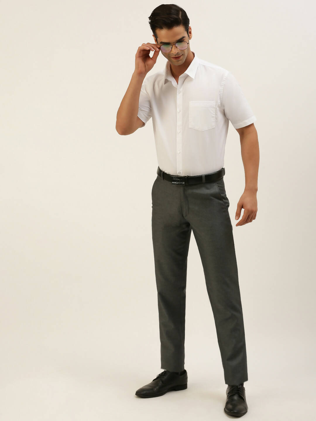 Ramraj Cotton Mens Half Sleeve Formal 100 % Cotton White Shirt 