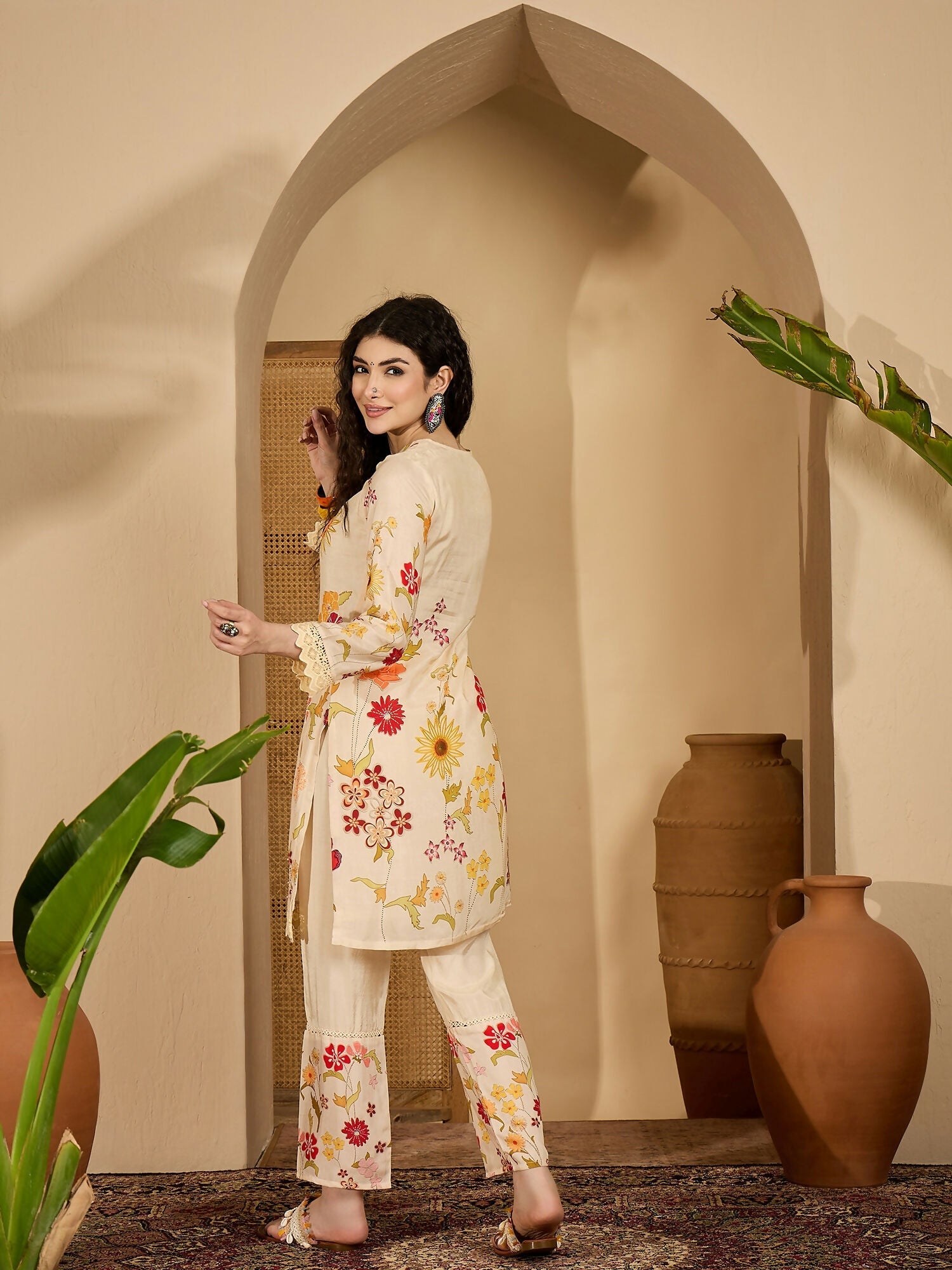 Joban Fashion Printed Cream Pure Cotton Cord Set
