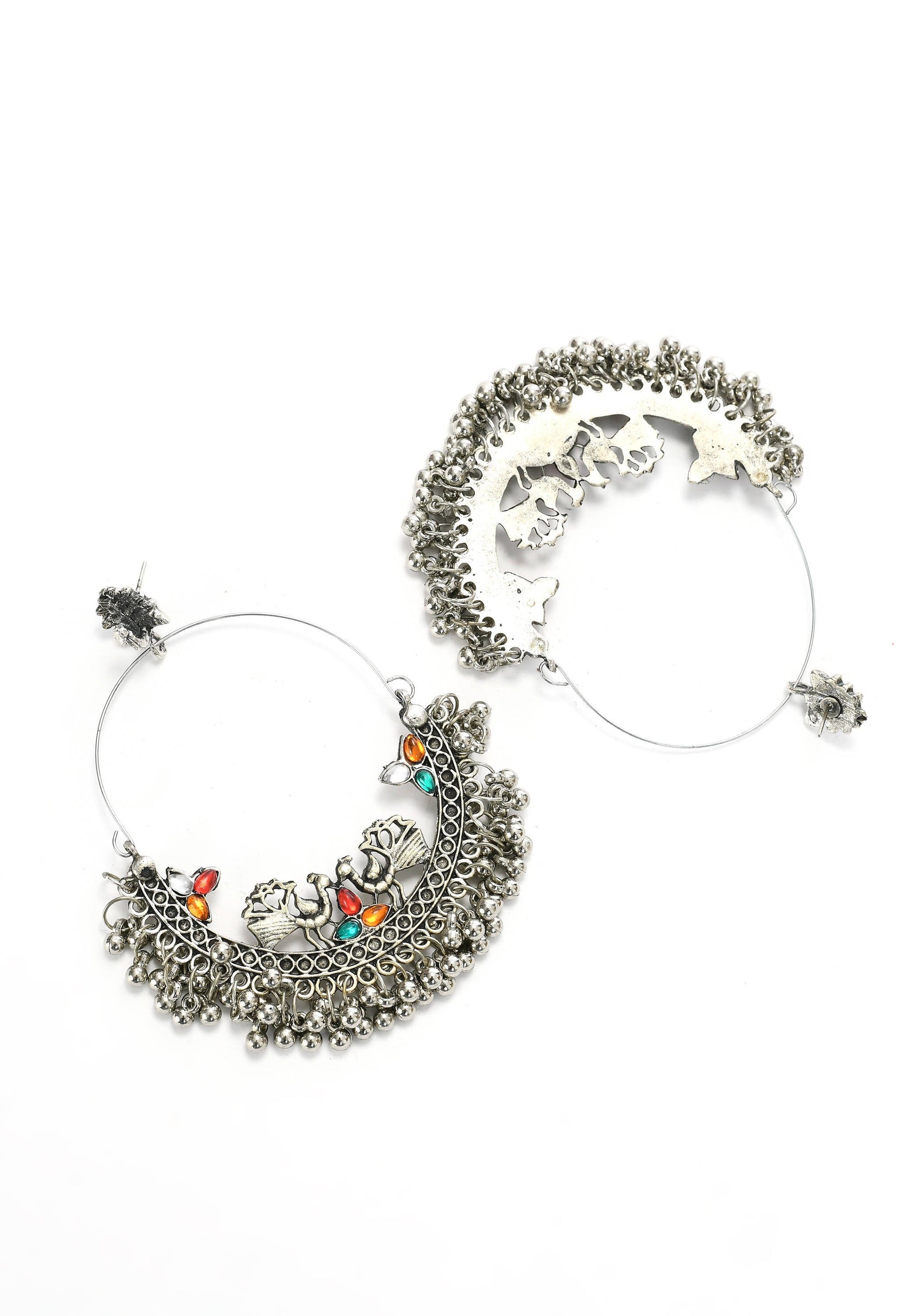 Mominos Fashion Johar Kamal Beautiful Peacock Design Chandbali Earrings 