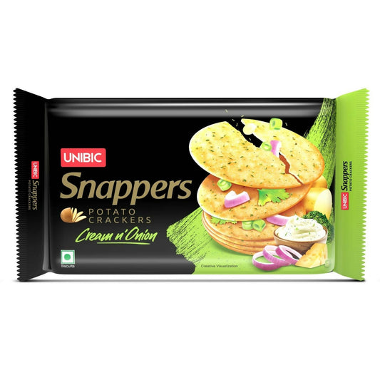 Unibic Foods Snappers Potato Crackers - Cream & Onion  Grab2Buy Unibic Grab2Buy