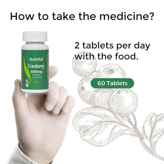 HealthAid Cranberry 5000 mg Equivalent Tablets 