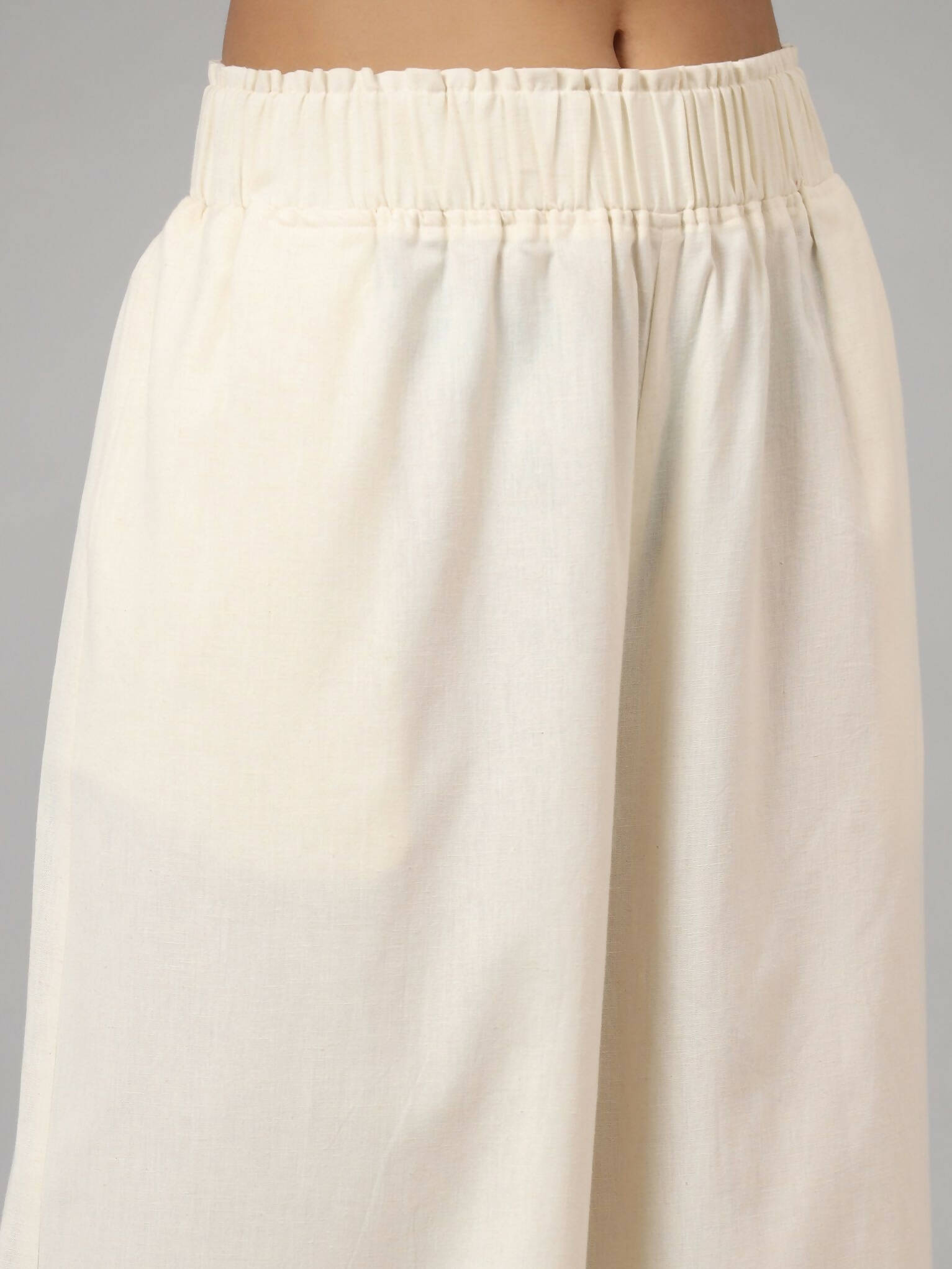 Juniper Women's Ivory Cotton Flex Flared Culottes