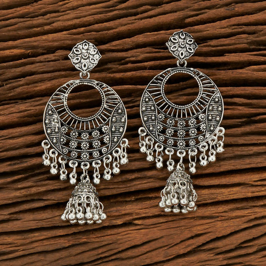 Joban Fashion Women Silver Black Oxidised Earrings 