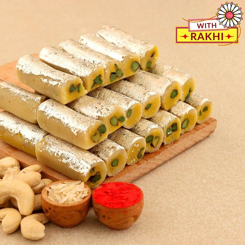 Devotional Lord Ganesha Rakhi & Kaju Roll Box