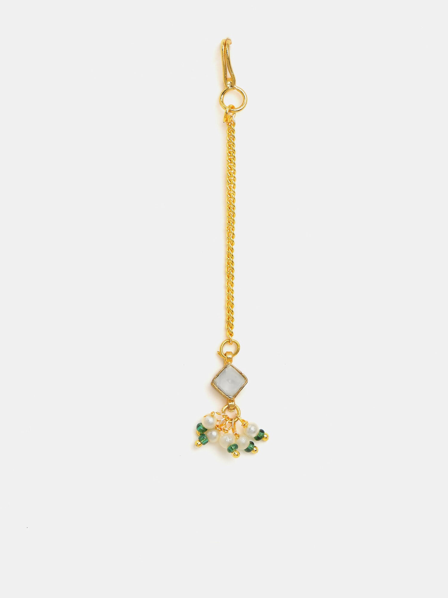 Ruby Raang Double Color Drops Maang Tikka And Earrings Set